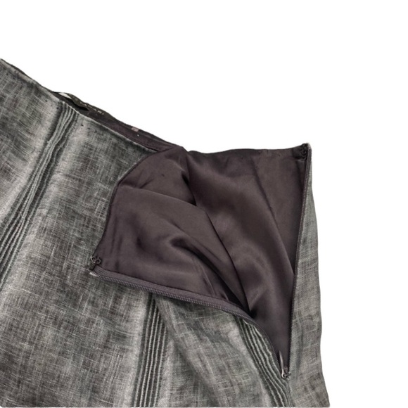 NWT 100% Linen Elie Tahari Lynelle Pleated Grey Midi Skirt - Picture 9 of 10